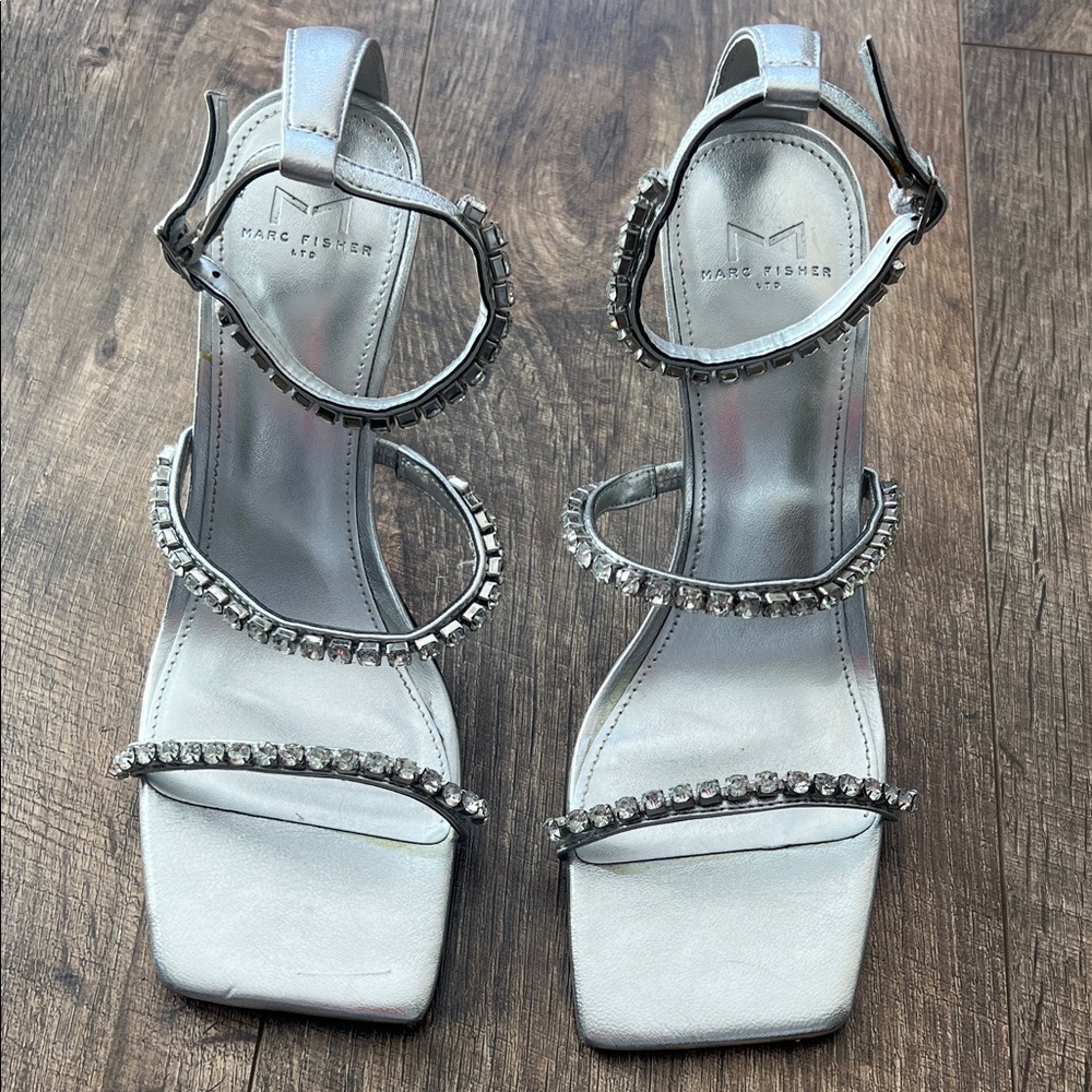 Marc Fisher Silver Strappy Women's Heels